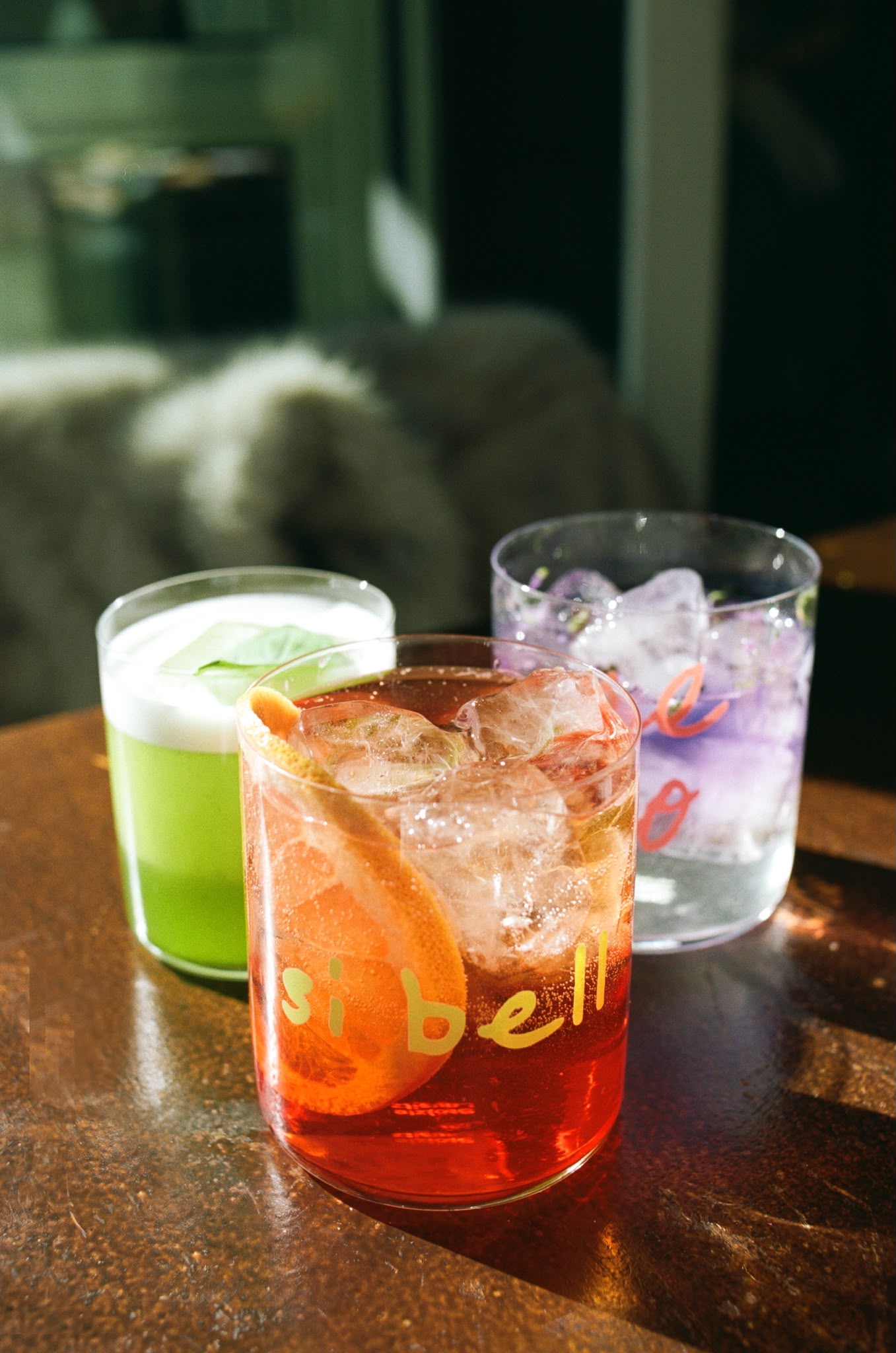 Three signature cocktails on the table